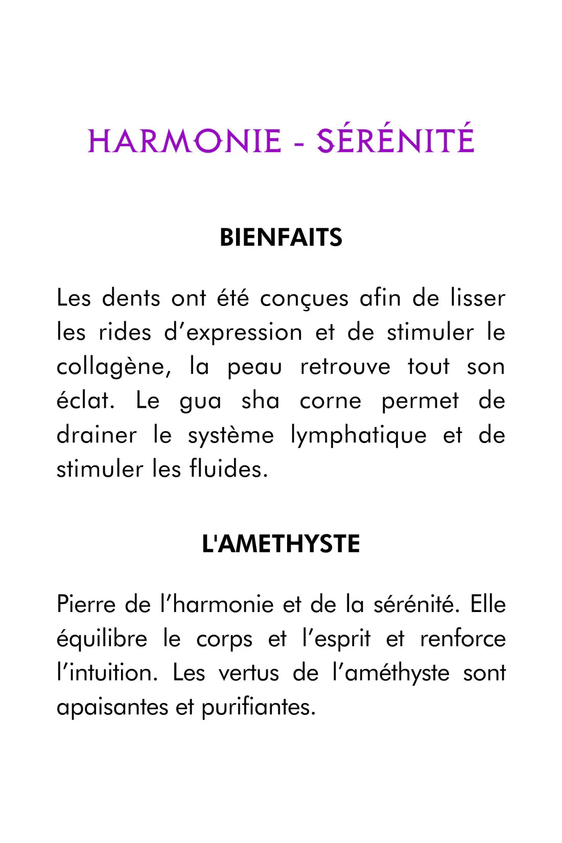 Gua Sha AWAKEN corne à dents en améthyste Sentara