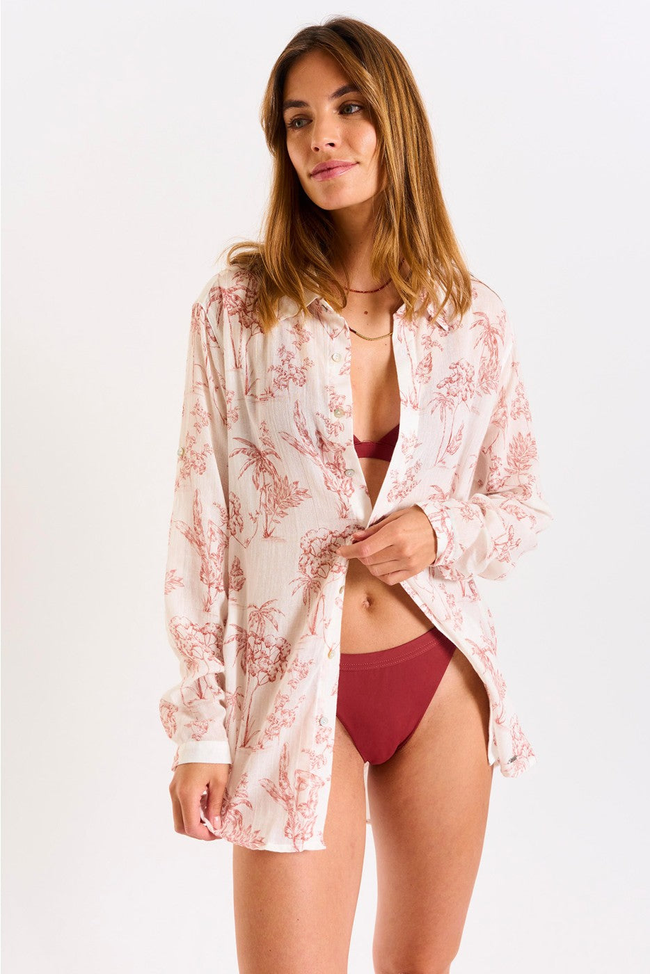 Tunique chemise ESSENCE corail & Blanche Banana Moon