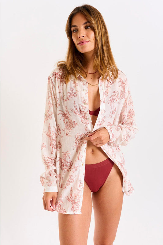 Tunique chemise ESSENCE corail & Blanche Banana Moon