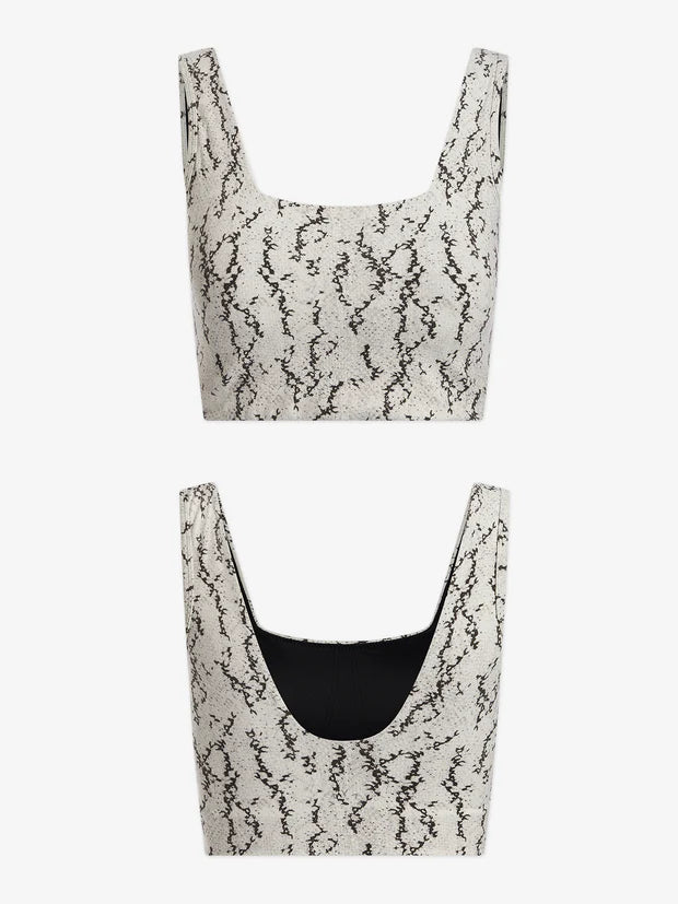 Brassière de yoga DELTA imprimé serpent noir et blanche - YOGA SPIRIT