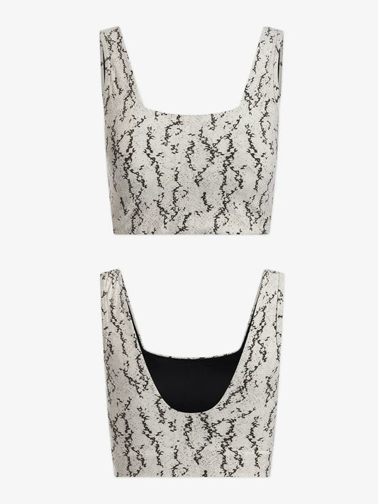 Brassière de yoga DELTA imprimé serpent noir et blanche - YOGA SPIRIT