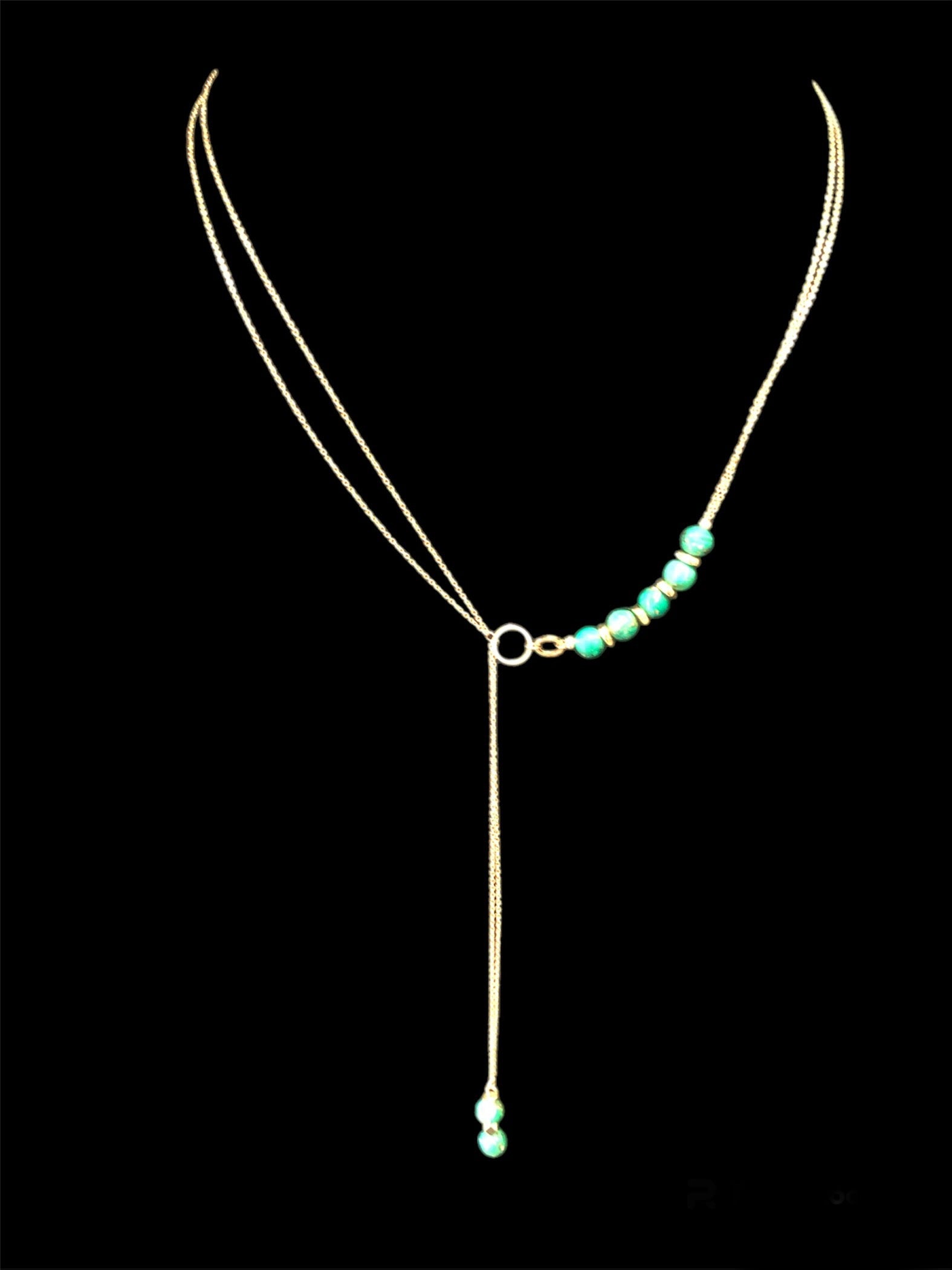 Collier VITALITÉ – double chaîne et perles vertes énergisantes #454 - YOGA SPIRIT