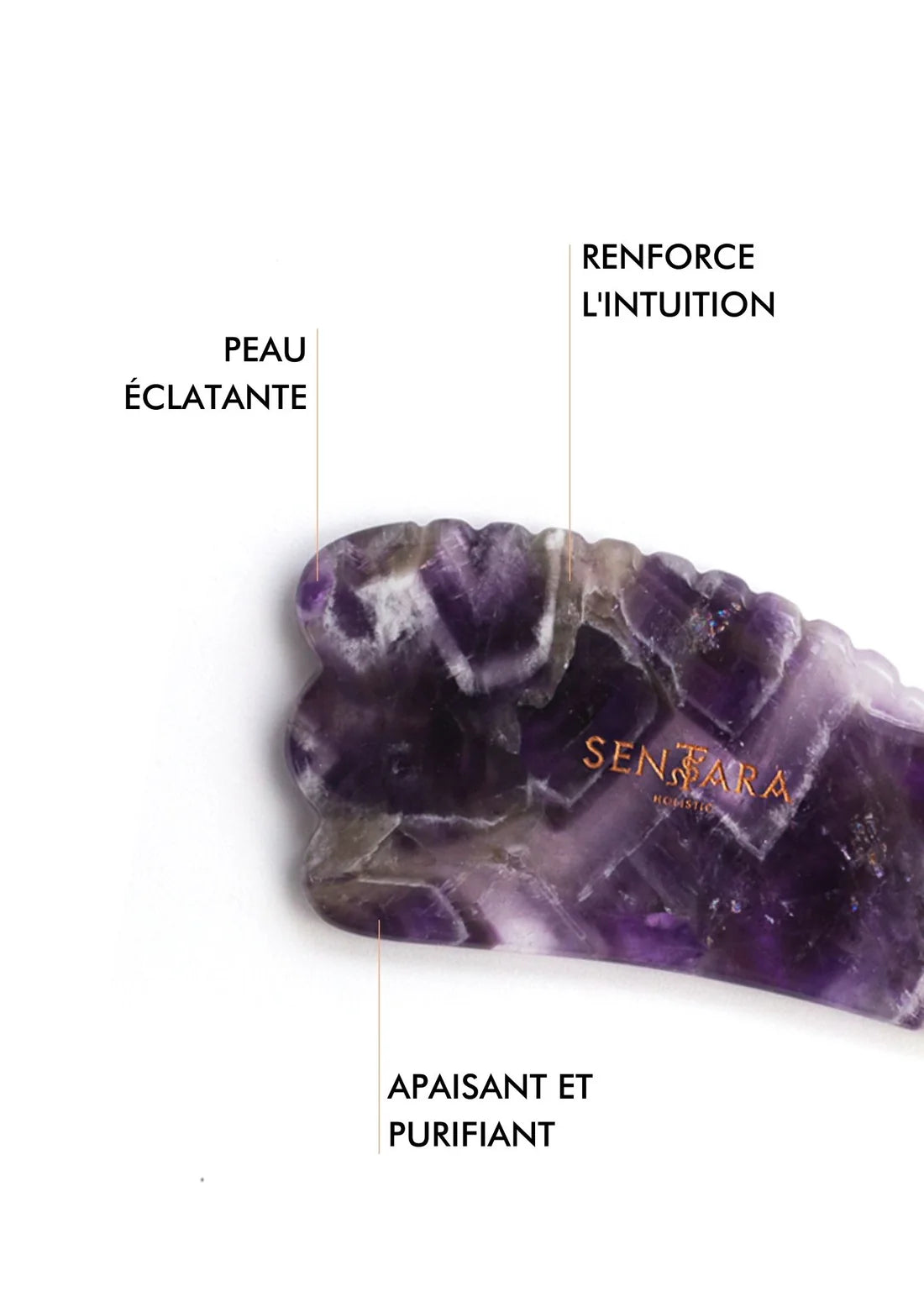 Gua Sha AWAKEN corne à dents en améthyste Sentara