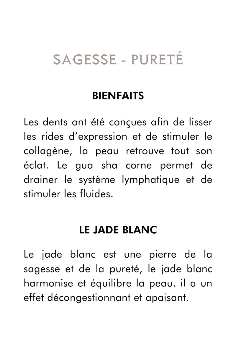 Gua Sha AWAKEN corne à dents en jade blanc Sentara