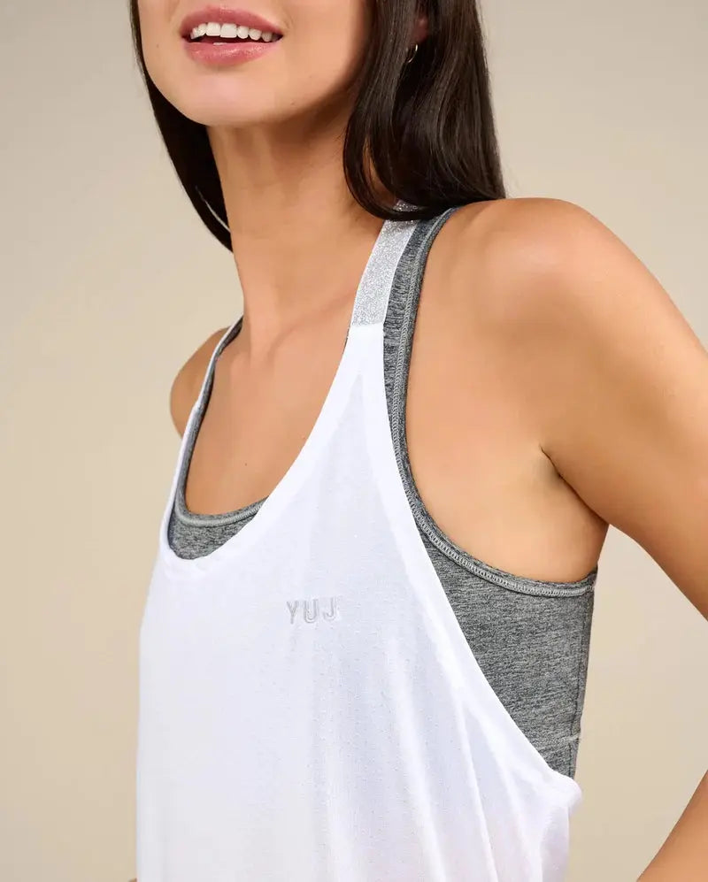 Débardeur LOU blanc et argenté - YOGA SPIRIT