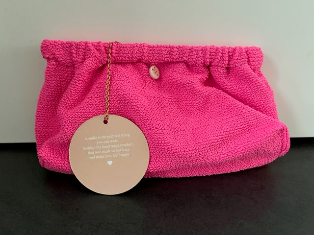 Crinkle Pink Bubble Gum Pouch - Waterproof Interior