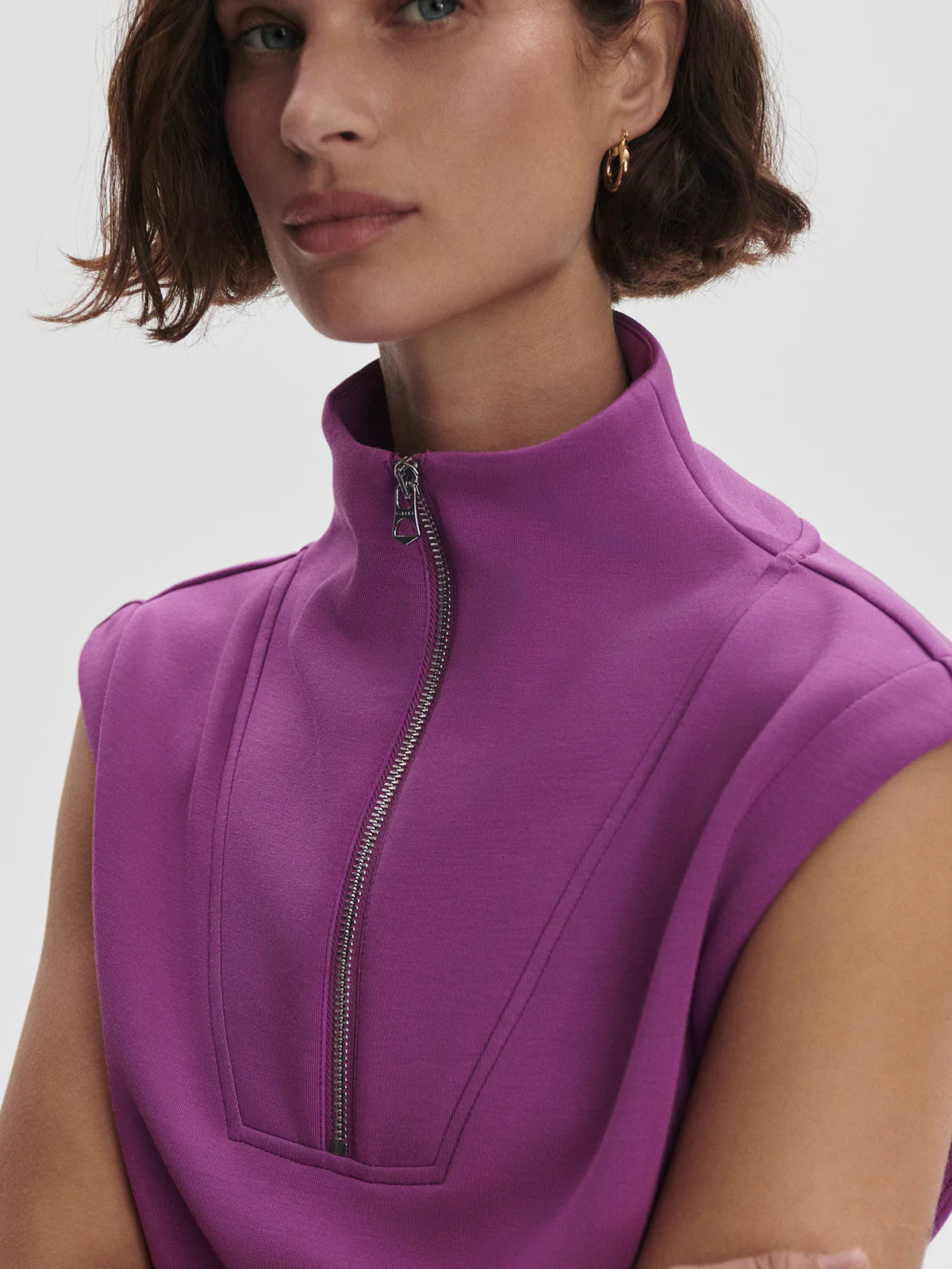 Débardeur OMEGA fushia à demi-zip