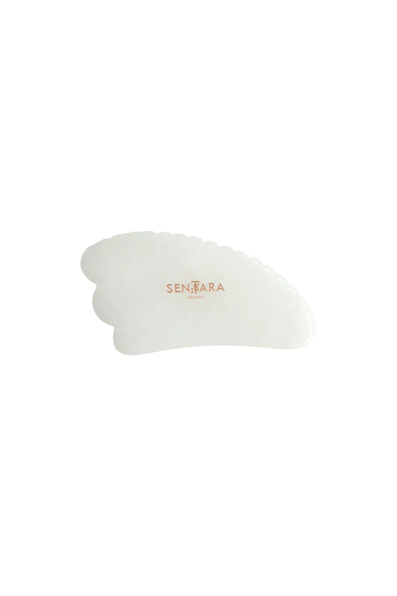 Gua Sha AWAKEN corne à dents en jade blanc Sentara