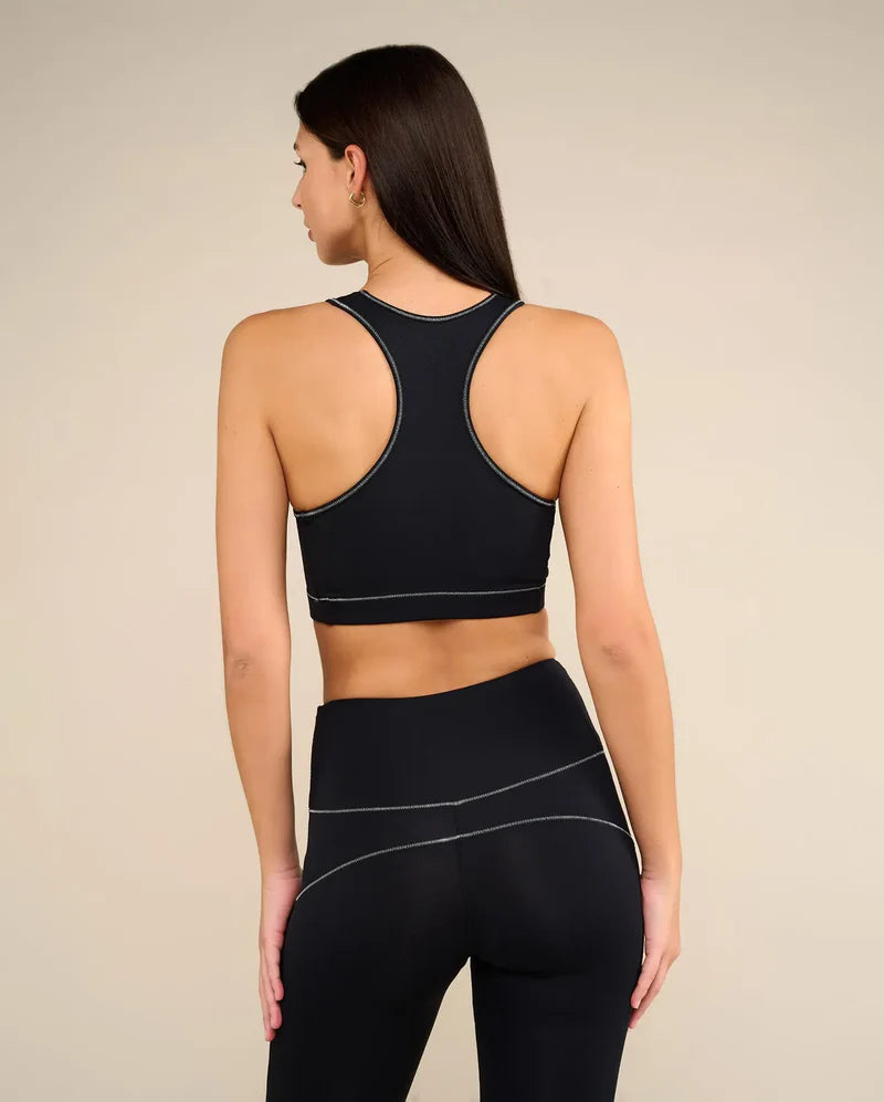 Brassière de yoga SWAN noir et argenté