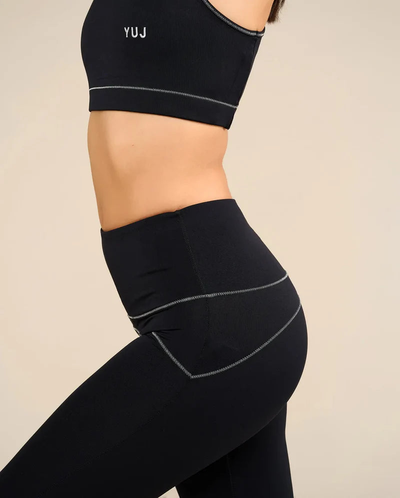 Legging de yoga SWAN noir et argenté