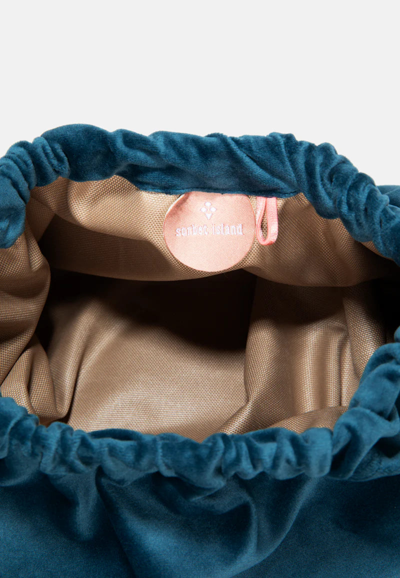 Pochette en velours bleu "smile and Love"