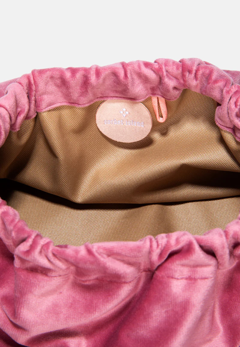 Pochette en velours rose poudré "Superloved"