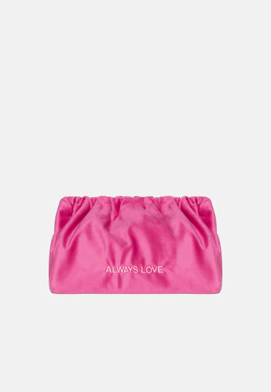 Pochette en velours "Always Love fuchsia"