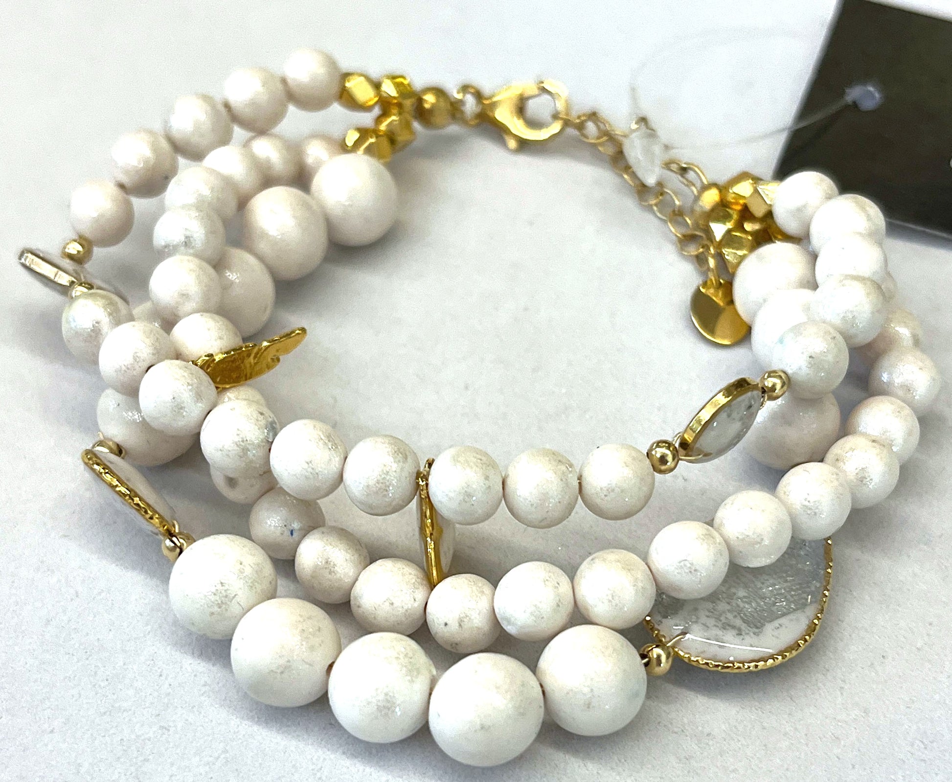 #128 BRACELET TRIO BOULE BLANCHE - YOGA SPIRIT