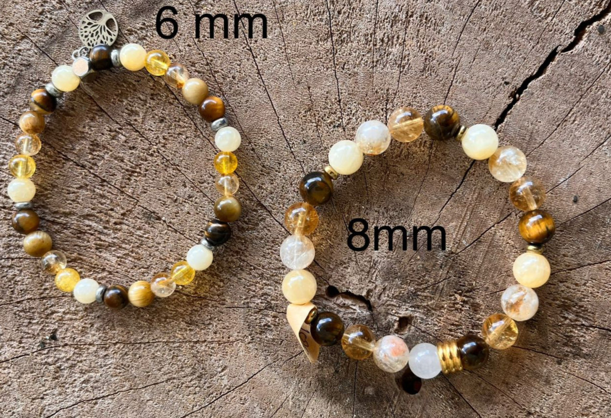 Bracelet chakra PLEXUS 8mm Pierre de lune