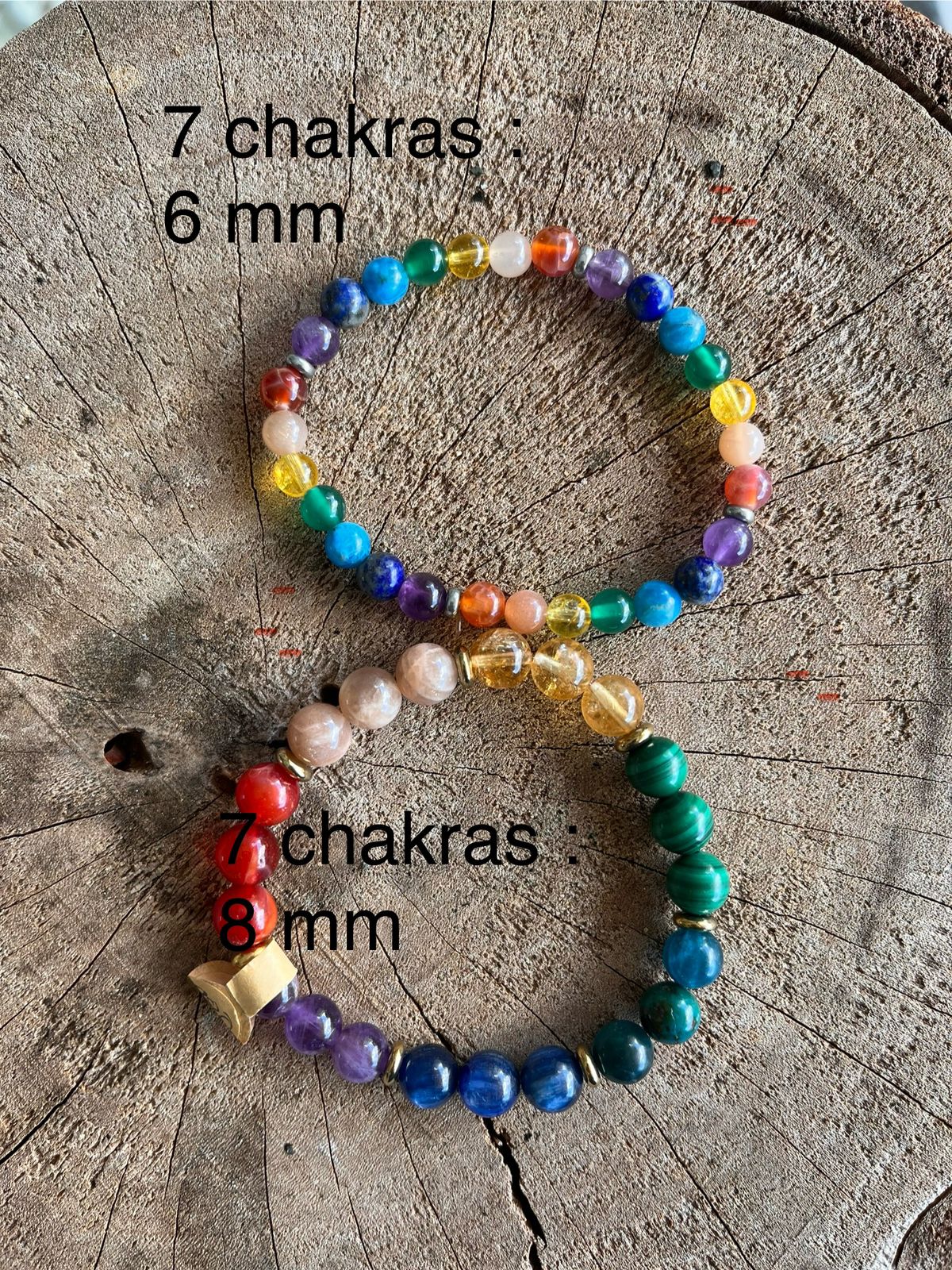 Bracelet des 7 chakras 8mm Pierre de lune