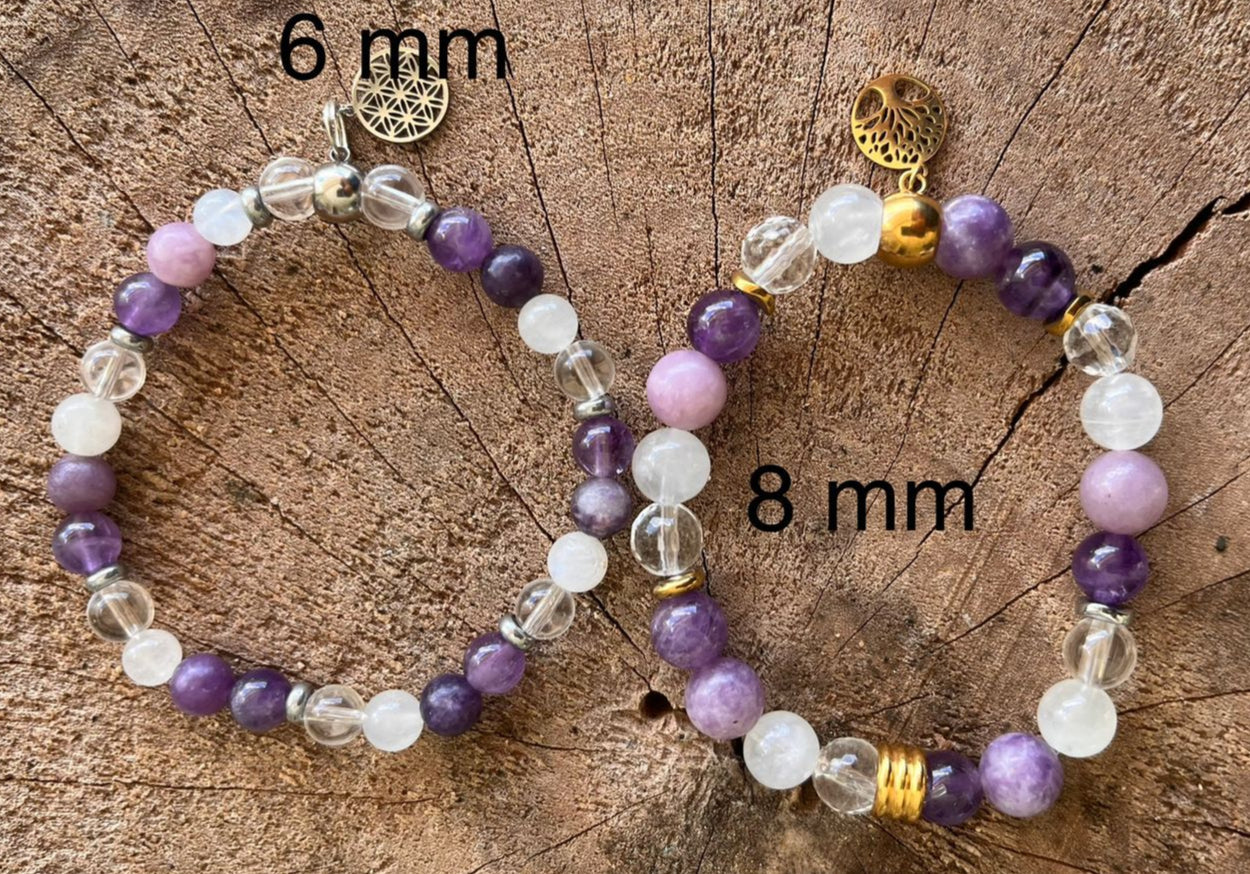 Bracelet chakra COURONNE 8mm Pierre de lune