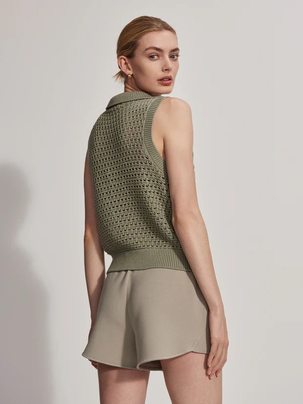 Débardeur BREEZY vert sauge avec zip - YOGA SPIRIT