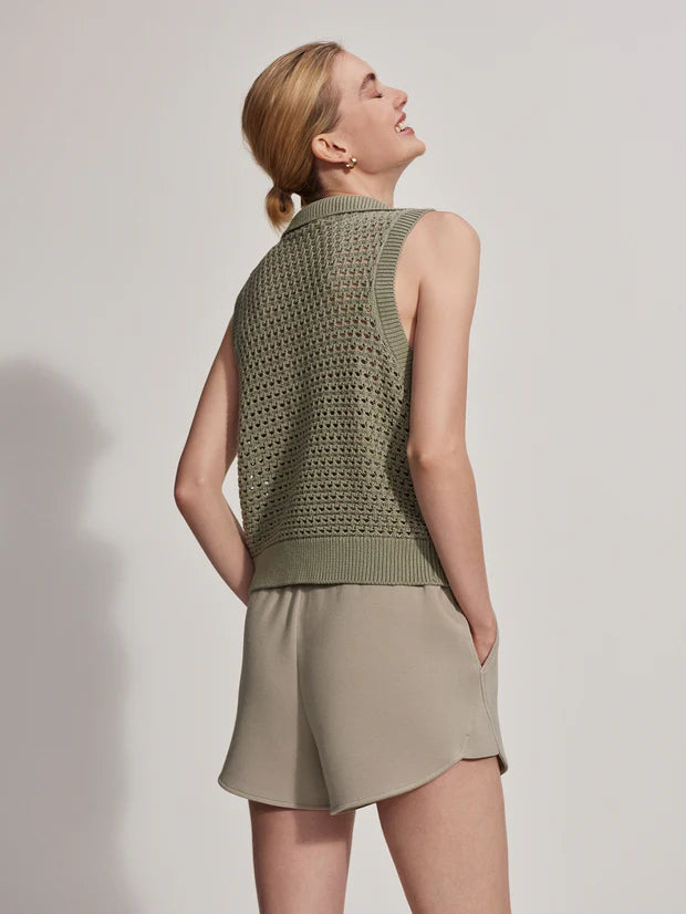 Débardeur BREEZY vert sauge avec zip - YOGA SPIRIT