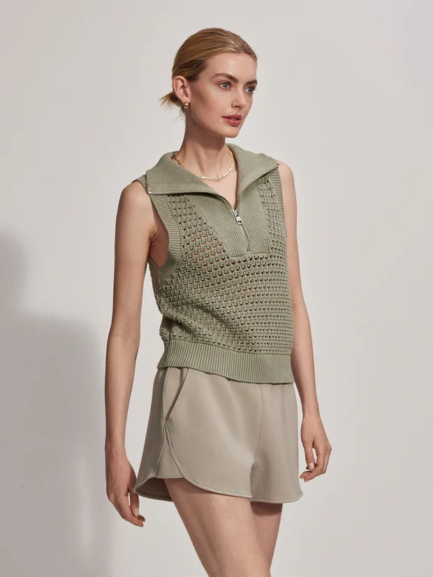 Débardeur BREEZY vert sauge avec zip - YOGA SPIRIT