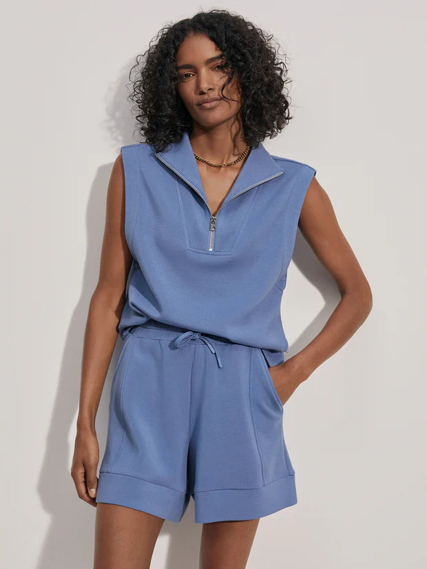 Débardeur OMEGA bleu à demi-zip - YOGA SPIRIT