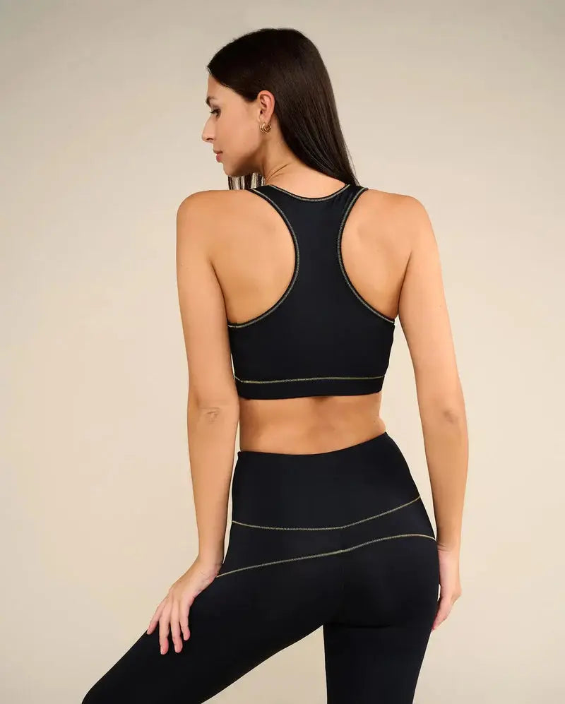 Brassière de yoga SWAN noir et dorée - YOGA SPIRIT