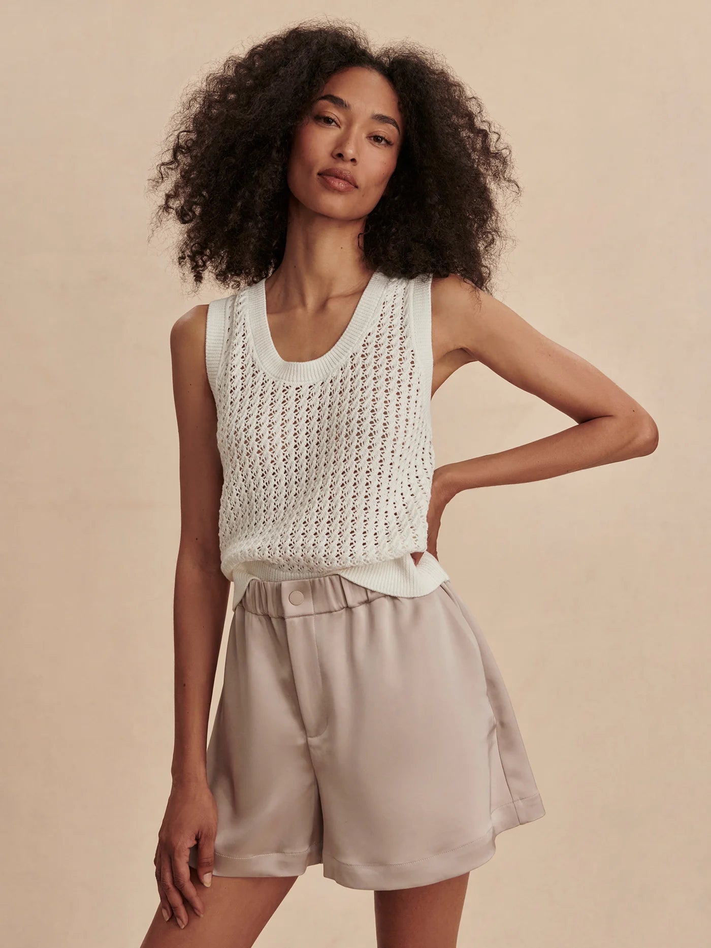 SARKA high-waisted shorts – Silver Cloud