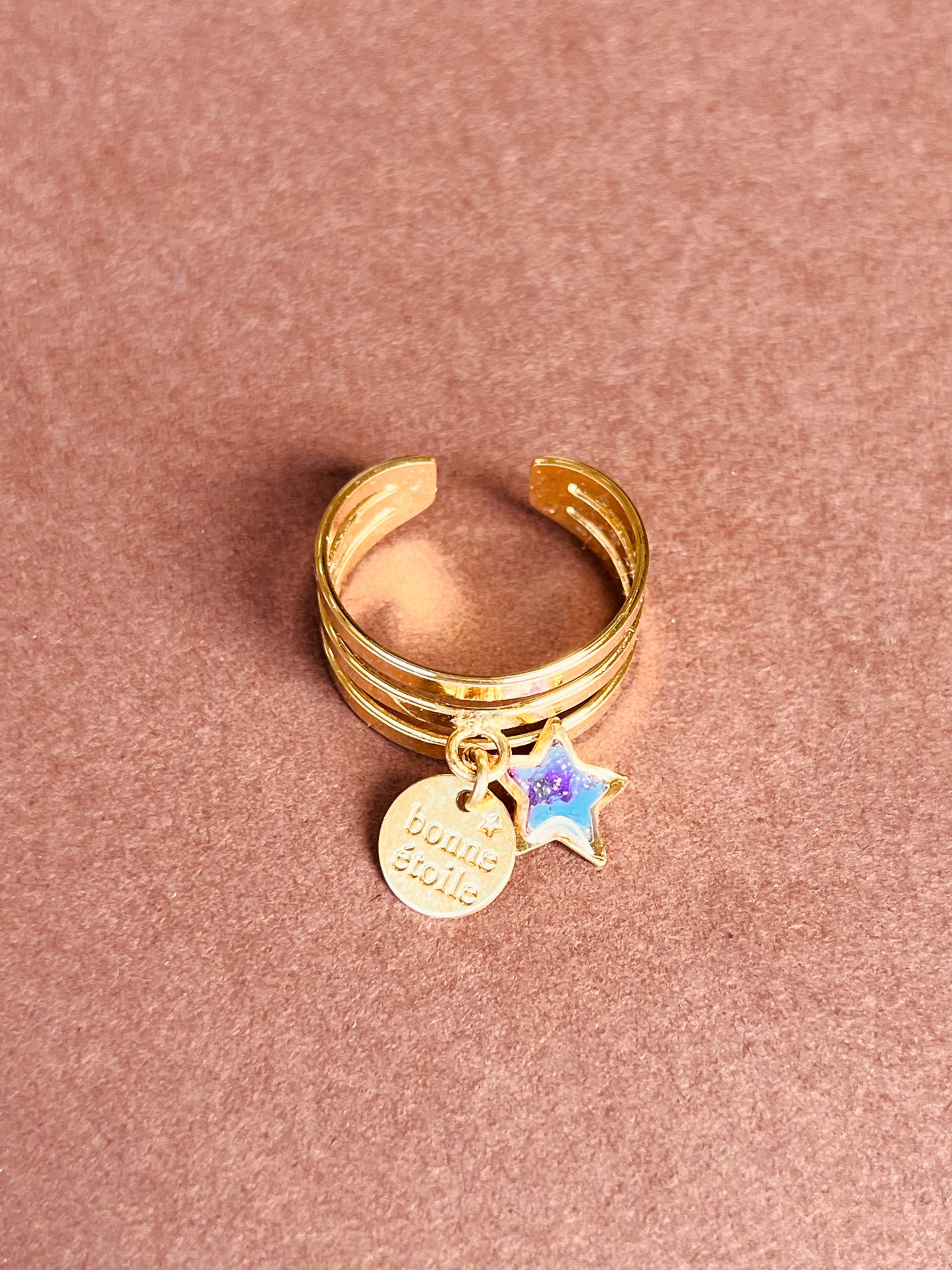 24 carat gold plated GOOD STAR ring