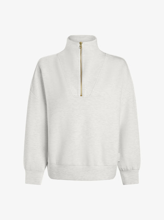 Sweat OMEGA ivoire à demi-zip – coupe oversize et confort moderne