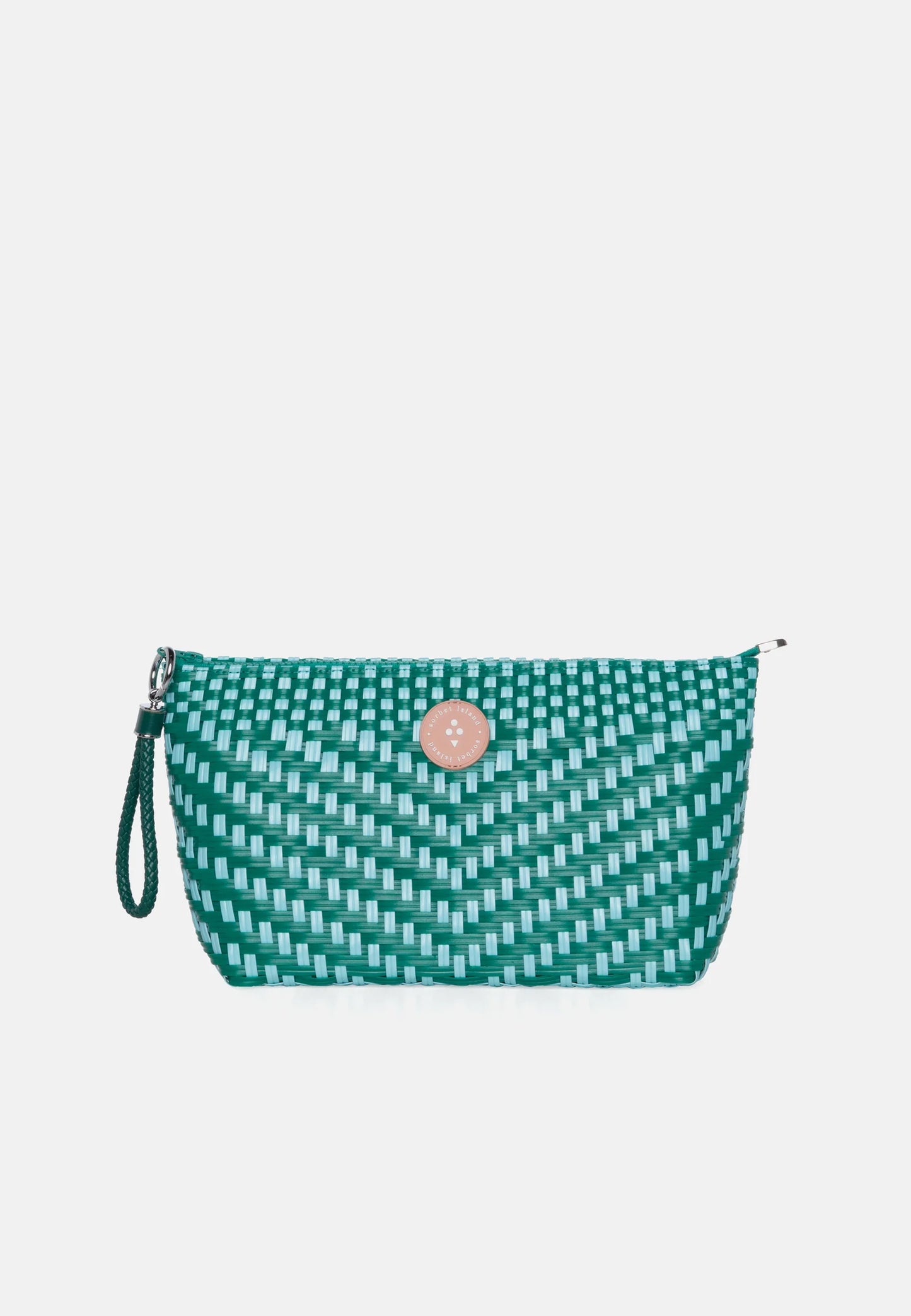 Trousse tressée WOVEN vert bleu