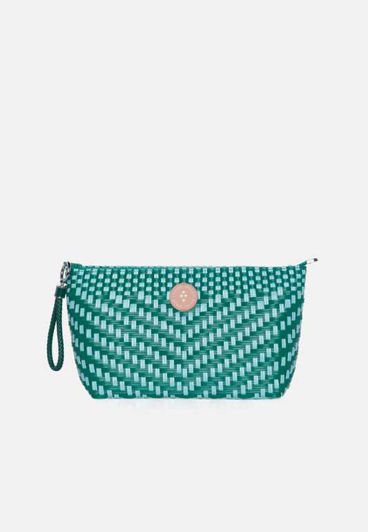 Trousse tressée WOVEN vert bleu