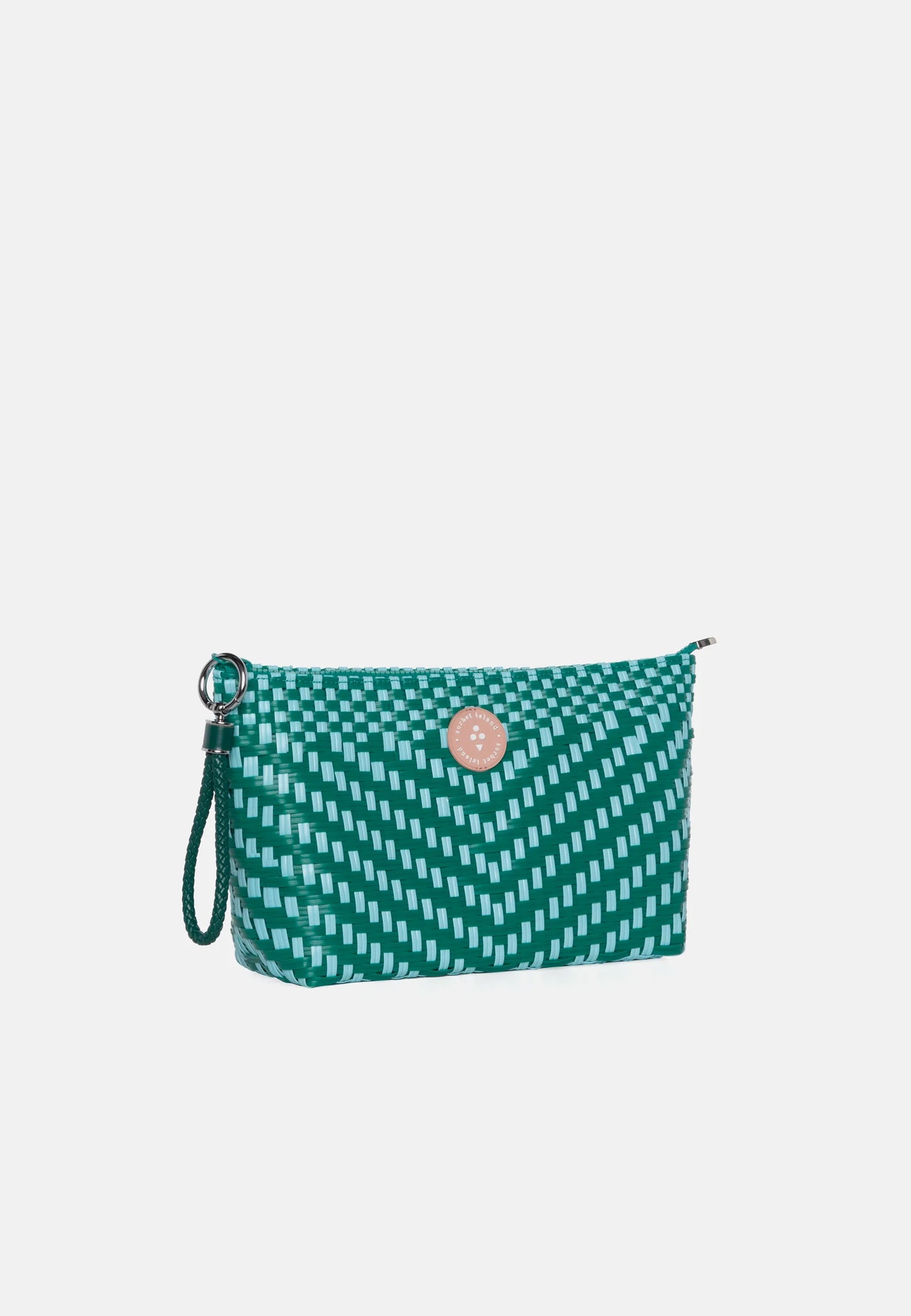 Trousse tressée WOVEN vert bleu